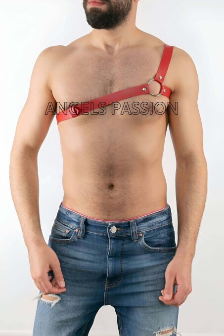 Tek Omuz Seksi Deri Erkek Harness - APFTM3 - 2