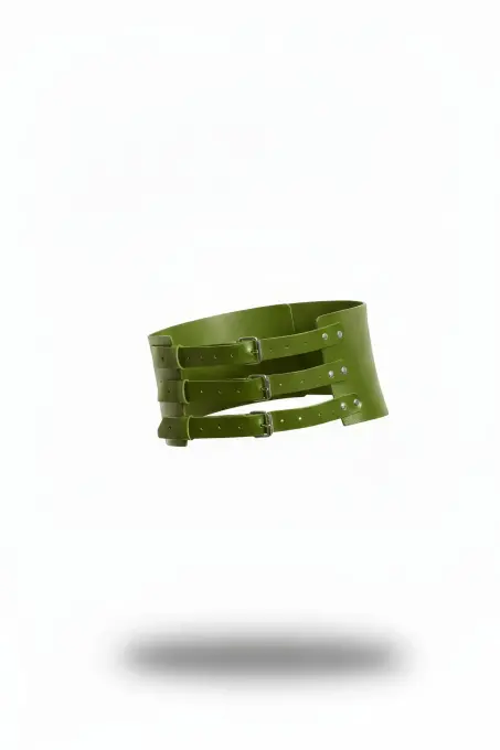 Yeşil Kadın Kemer Kalın Üç Tokalı Korse Detaylı - APFT624 - 1