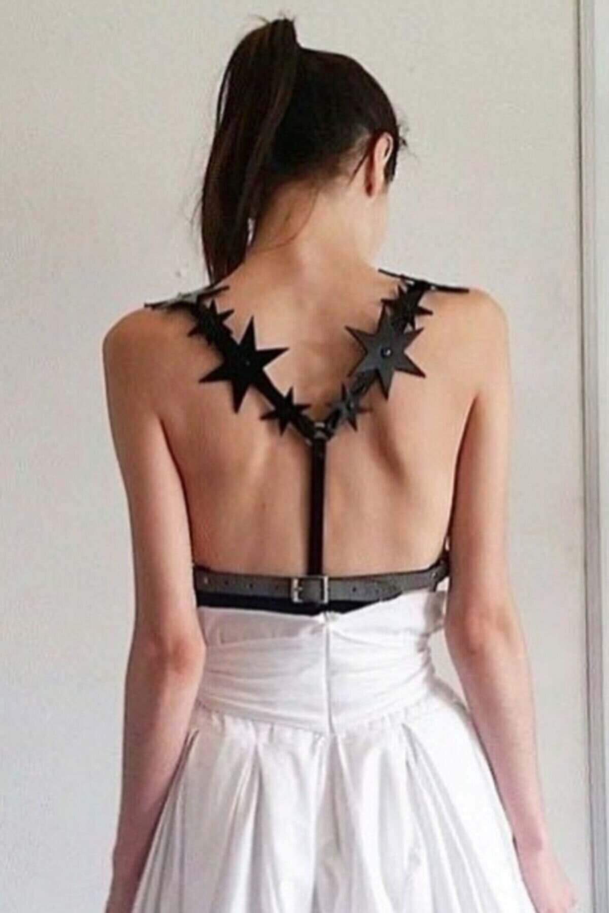 Yıldız Detaylı Şık Deri Kemer Harness - 634