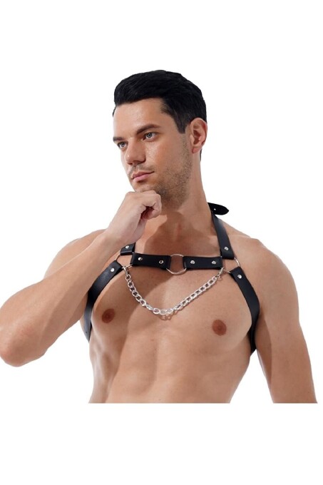 Zincirli Erkek Göğüs Deri Harness - APFTM96 - 1