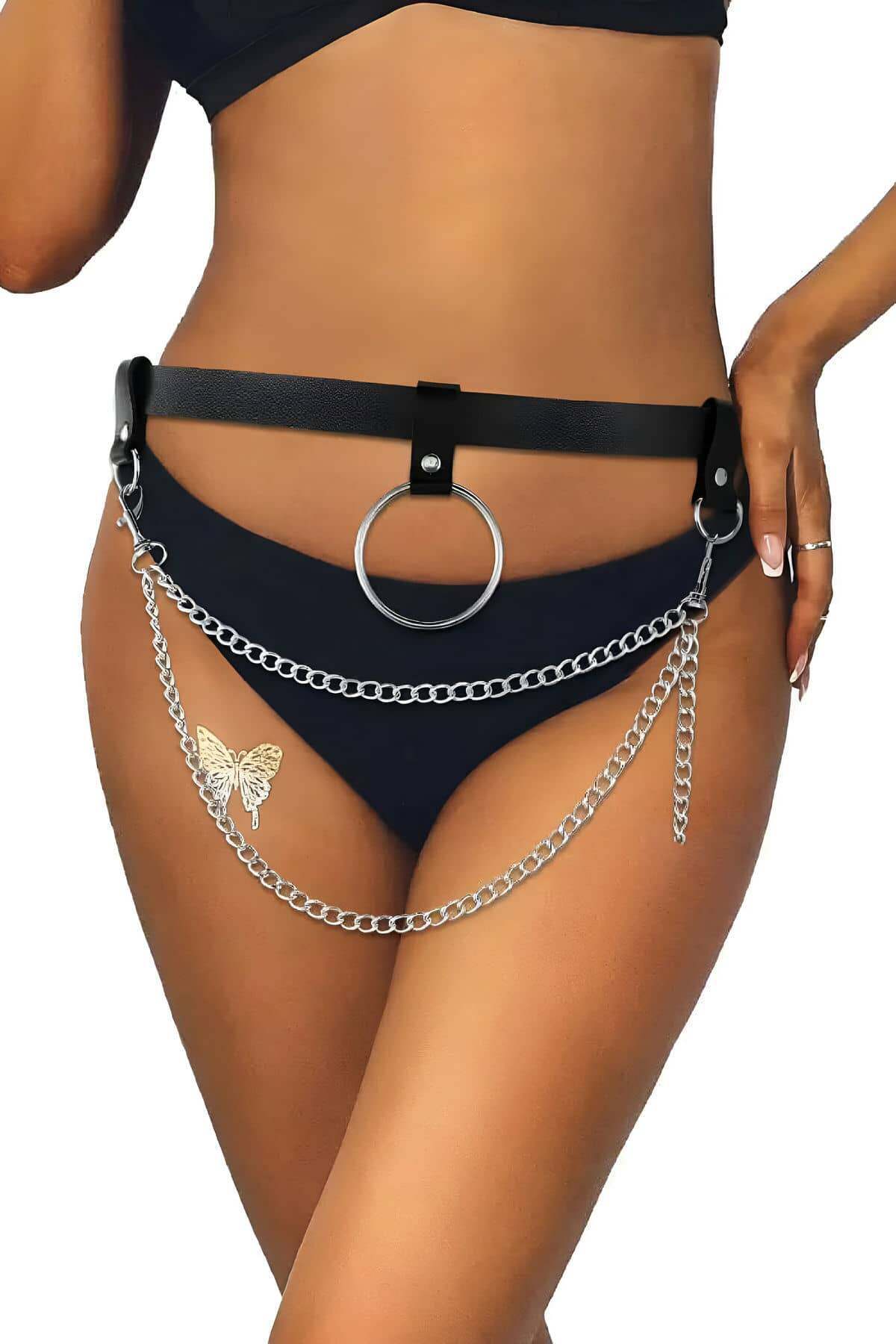 Zincirli Şık Deri Bel Harness - 923